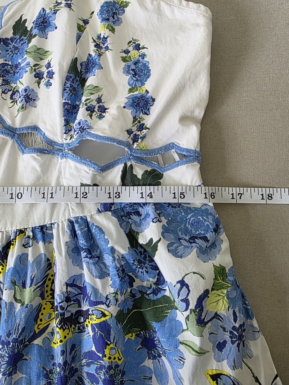 By Anthropologie Cotton Scalloped Midi Dress Floral Butterfly Preppy Size M - Picture 13 of 16